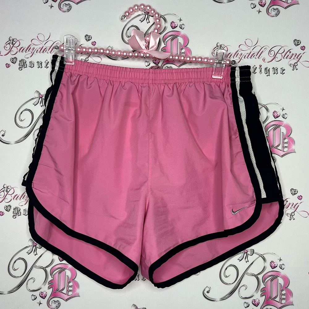 Nike Shorts Pink Athletic Workout Black And White Stripe On Side Running Cute